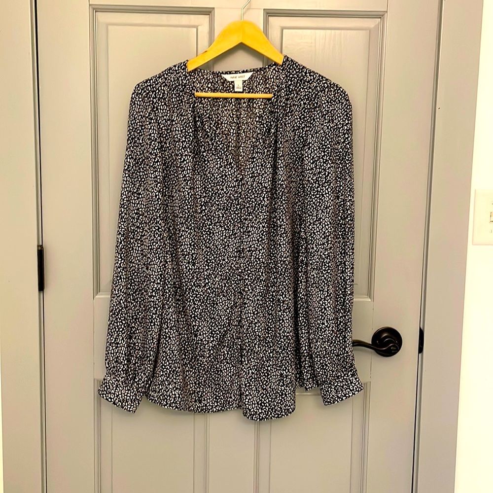 Nine West black and white animal print blouse